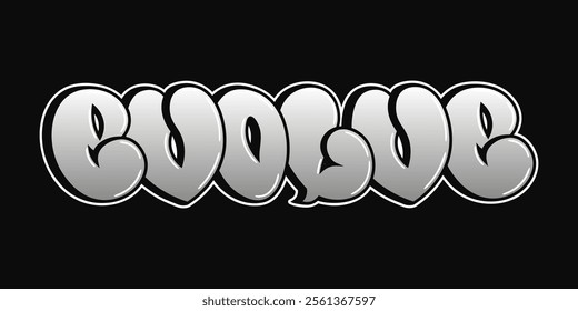 Evolve - single word, letters graffiti style. Vector hand drawn logo. Funny cool trippy word Evolve, fashion, graffiti style print t-shirt, poster concept