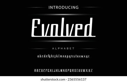 Evolved Sport Modern Italic Alphabet Font. Typography urban style fonts for technology, digital, movie logo design. vector illustration