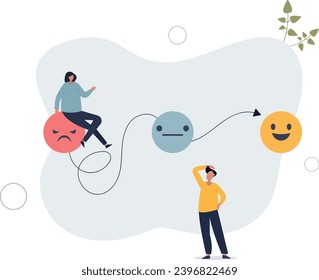 Evolving emotions and psychological feeling development.flat vector illustration. Find mental solution with therapy and support