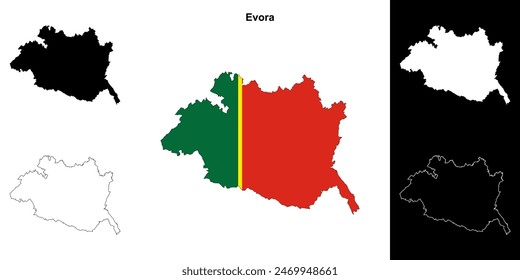 Evora district outline map set