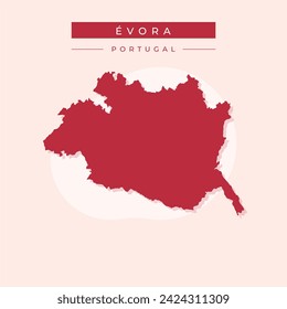 Evora Map, Bezirk von Portugal. Vektorgrafik.
