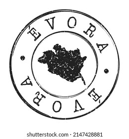 Evora, Portugal Silhouette Postal Passport. Stamp Round Vector Icon Map. Design Travel Postmark. 