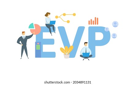 EVP, Executive Vice President. Concept with keyword, people and icons. Flat vector illustration. Isolated on white.