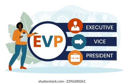 EVP, Executive Vice President. Concept with keyword, people and icons. Flat vector illustration. Isolated on white.