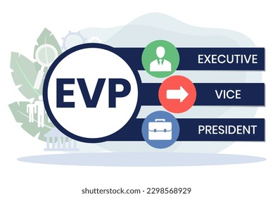 EVP, Executive Vice President. Concept with keyword, people and icons. Flat vector illustration. Isolated on white.