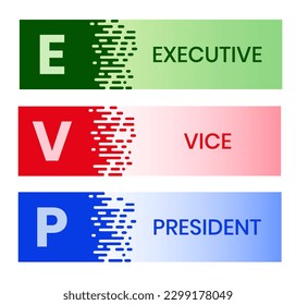 EVP, Executive Vice President. Concept with keyword, people and icons. Flat vector illustration. Isolated on white.