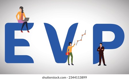 EVP is the Executive Vice President. For: people, business, icons and backgrounds. Flat vector illustration. Isolated on white.	