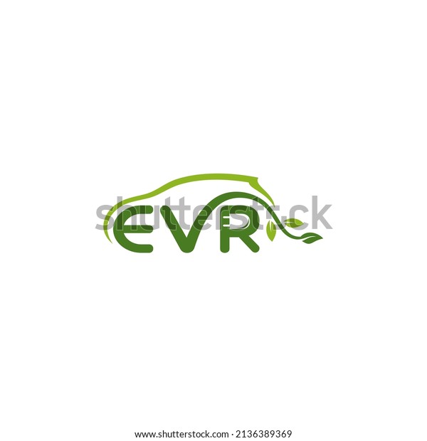 EVR Letter Electric car logo sign button.\
Eco transport. Car energy power\
charge.