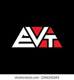 EVT Dreieck-Buchstaben Logo Design mit Dreiecksform. EVT Dreieck Logo Design Monogramm. EVT Dreieck-Vektorlogo-Vorlage mit roter Farbe. EVT dreieckiges Logo Einfach, elegant und luxuriös.