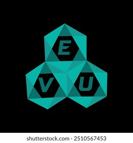 Logotipo minimalista creativo de la carta de EVU. Diseño único del logotipo de la letra del alfabeto de las iniciales del Vector de EVU
