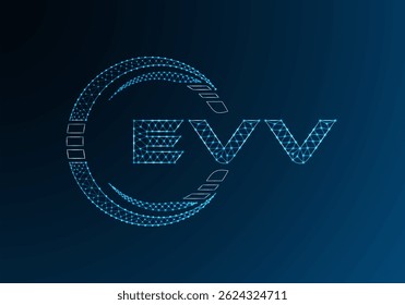 Diseño de Vector de logotipo de letra polivinílica baja EVV. Diseño de logotipo de poliéster inferior EVV. Logotipo de poliéster bajo.