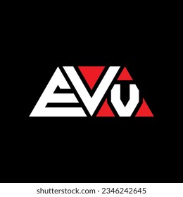 EVV triangle letter logo design with triangle shape. EVV triangle logo design monogram. EVV triangle vector logo template with red color. EVV triangular logo Simple, Elegant, and Luxurious design.
