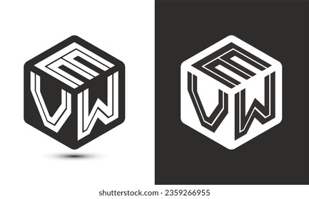 EVW letter logo design with illustrator cube logo, vector logo modern alphabet font overlap style. Premium Business logo icon. White color on black background
