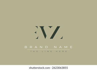 Diseño de logotipo de carta abstracta EVZ. Este logotipo está diseñado por tres letras abstractas.