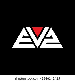 EVZ triangle letter logo design with triangle shape. EVZ triangle logo design monogram. EVZ triangle vector logo template with red color. EVZ triangular logo Simple, Elegant, and Luxurious design.