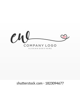 EW Beauty vector initial logo, handwriting logo of initial signature, wedding, fashion, jewelry, boutique, floral and botanical with creative template for any company or business.