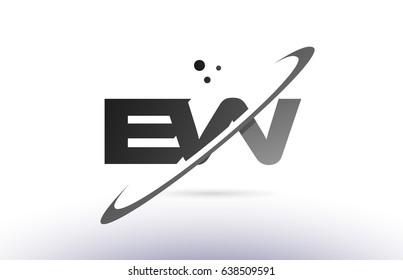ew e w alphabet letter logo black white grey swoosh creative text dots company vector icon design template