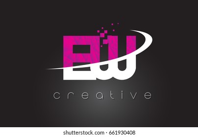 EW E W Creative Letters Design. White Pink Letter Vector Illustration.