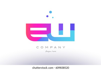 ew e w  creative pink purple blue modern dots creative alphabet gradient company letter logo design vector icon template