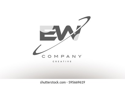 ew e w  grey swoosh white alphabet company logo line design vector icon template ew e w