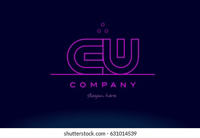 ew e w letter alphabet text pink purple dots contour line creative company logo vector icon design template