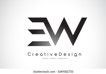 EW E W Letter Logo Design in Black Colors. Creative Modern Letters Vector Icon Logo Illustration.