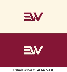 EW E W Letter Logo Design in different Colors. Creative Modern Letters Vector Icon Logo Illustration.
