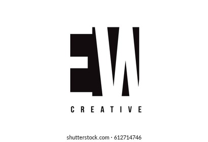 EW E W Design de logotipo de letra branca com modelo de ilustração de vetor quadrado preto.