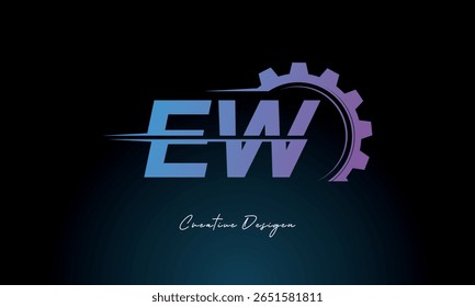 EW Gear Fusion Logo – Industrial Tech-Inspired Letter mark Futuristic Industrial Letter Mark Design for Technology and Engineering Brands.