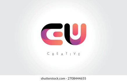 Logotipo abstrato gradiente EW com formas arredondadas criativas