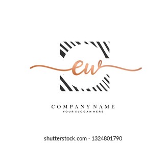 EW handwriting initial  logo vector