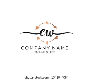 EW handwriting initial  logo vector