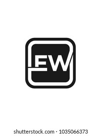 EW initial box letter logo template vector