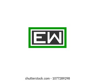 EW initial box letter logo template vector