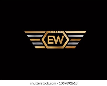 EW initial box letter shape design