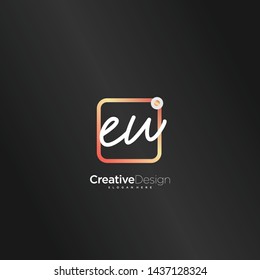 EW initial handwriting with color logo icon template vector.