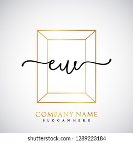 EW Initial Handwriting logo template vector