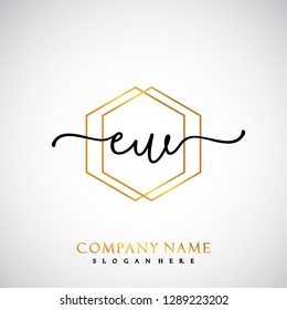 EW Initial Handwriting logo template vector