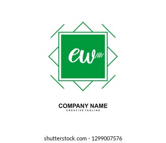 EW Initial Handwriting Logo Template Vector
