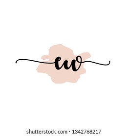 EW  Initial Handwriting logo template vector