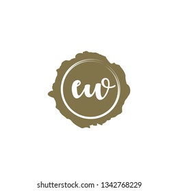 EW  Initial Handwriting logo template vector
