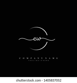 EW initial handwriting logo template vector