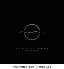 EW initial handwriting logo template vector