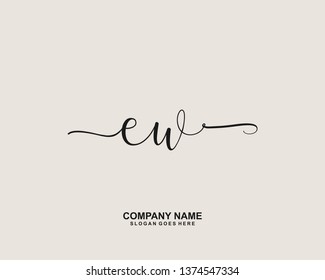 EW Initial handwriting logo vector