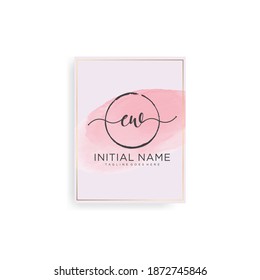 EW Initial handwriting logo vector. Hand lettering Watercolor background for designs.