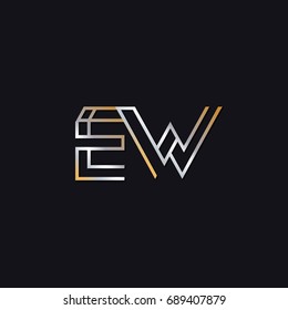 EW initial letters elegant logo golden silver black background