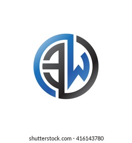 EW initial letters linked circle logo blue black
