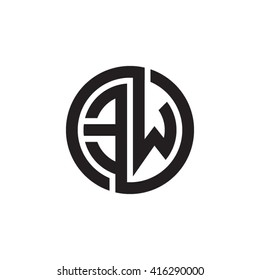 EW initial letters linked circle monogram logo