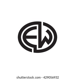 EW initial letters looping linked ellipse monogram logo