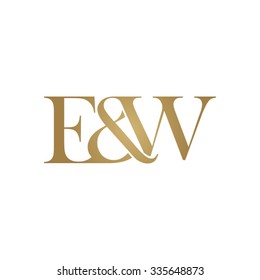 E&W Initial logo. Ampersand monogram golden logo